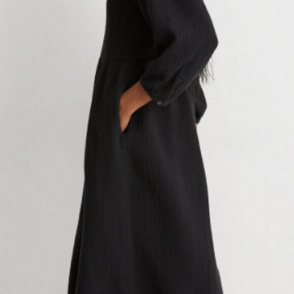 Madewell Black Lightspun V-Neck Midi Dress - Picture 3 of 4